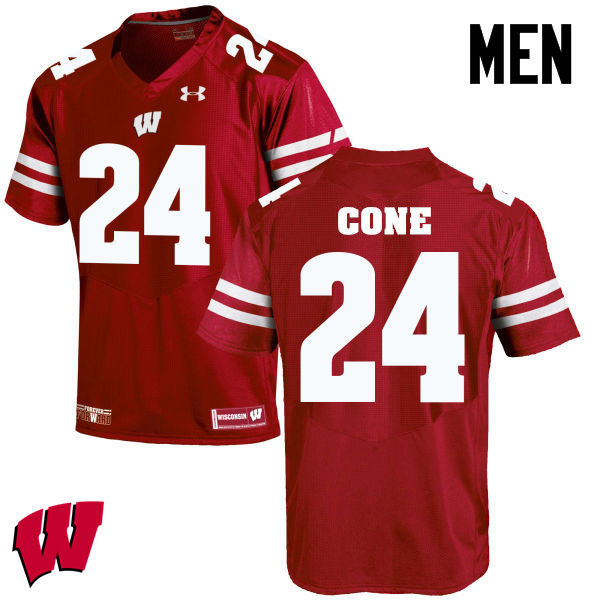 Wisconsin Badgers Men's #24 Madison Cone NCAA Under Armour Authentic Red College Stitched Football Jersey LF40V18YB